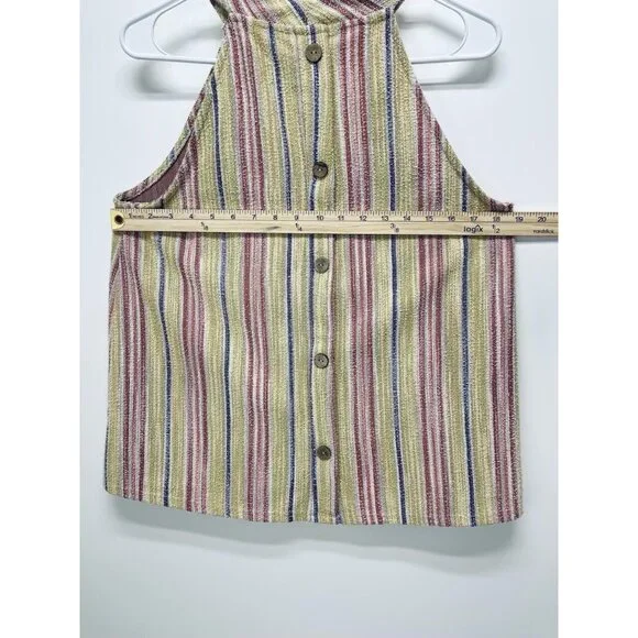 W5 Tank Top Size L Women’s Multicolor Striped Sleeveless Halter Textured Nubby - Picture 3 of 8